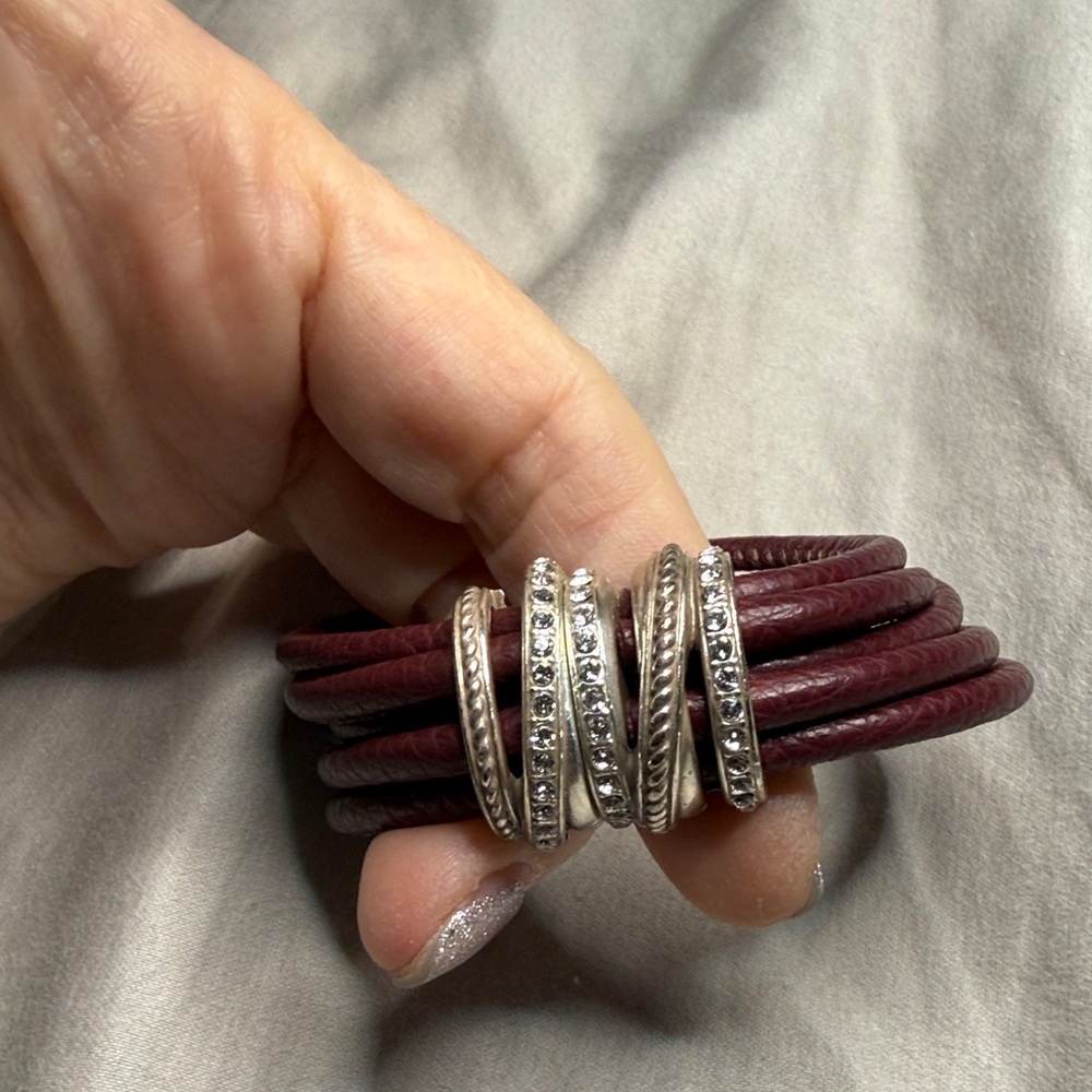 Elegant Silver and Burgundy Bracelet